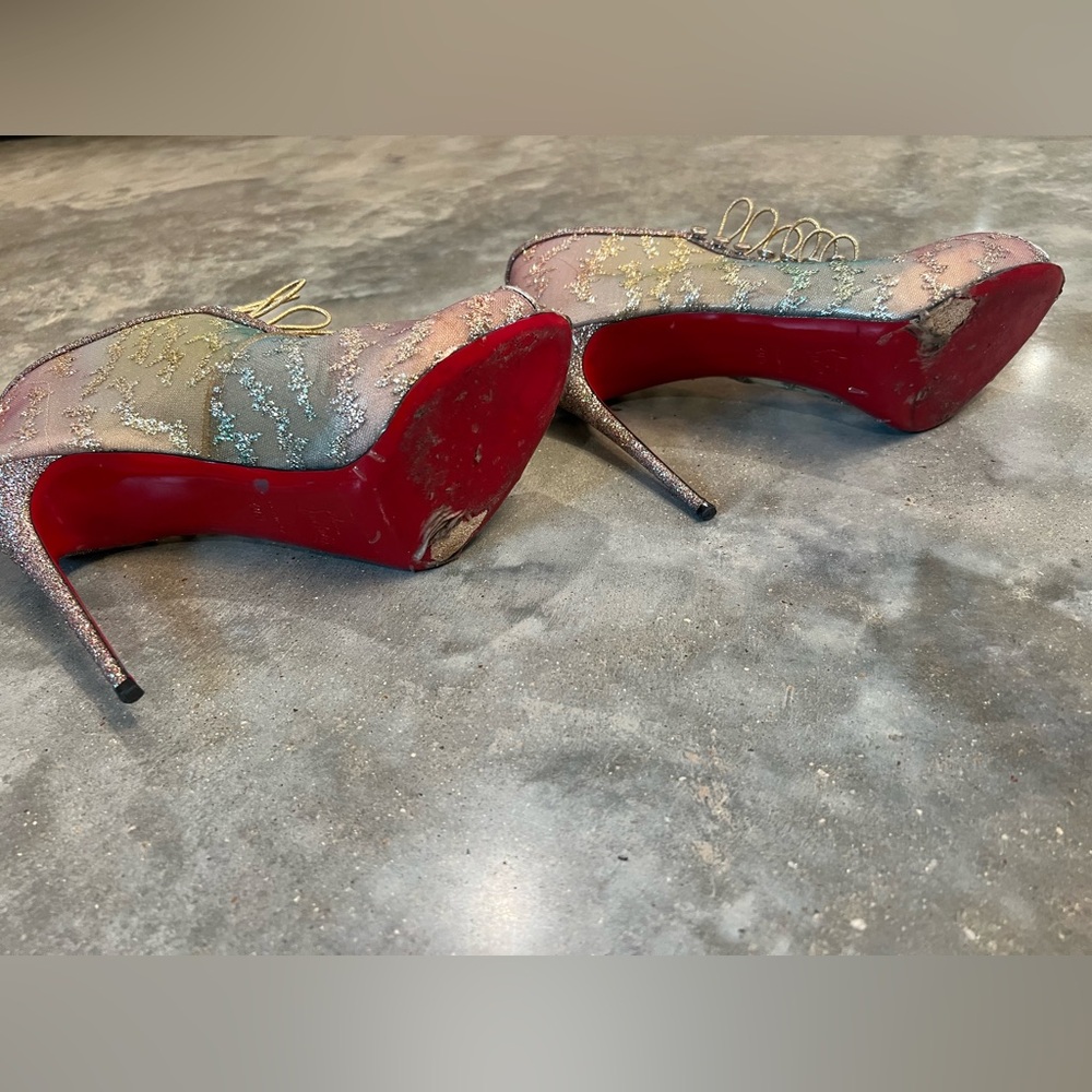 Authentic Christian Louboutins iridescent buckle up heels - Picture 6 of 10